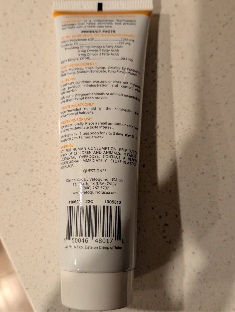 Vetoquinol Laxatone Tuna Flavor Oral Gel for Cats